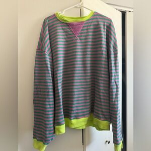 Free People Classic Striped Oversized Crewneck